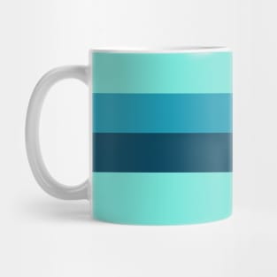 A solitary pattern of Water, Tiffany Blue, Blue-Green and Marine Blue stripes. Mug